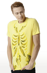 Huetrap Yellow Mens Short Sleeve Graphic Printed Tshirt-HT17MKGRAYLW00309