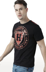 Huetrap Black Mens Short Sleeve Graphic Printed Tshirt-HT17MKGRABLK00997