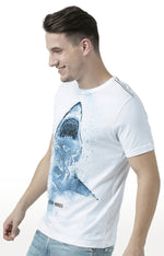 Huetrap White Mens Short Sleeve Graphic Printed Tshirt-HT17MKGRAWHT00630