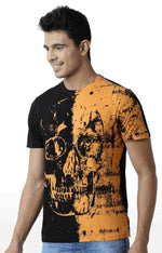 Huetrap Orange Mens Short Sleeve Graphic Printed Tshirt-HT15MKGRABZO00117