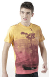 Huetrap Yellow Mens Short Sleeve Graphic Printed Tshirt-HT17MKGRAYLW00628