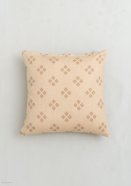 Harvest linen minimal print cushion cover for sofa - Brown-240456018