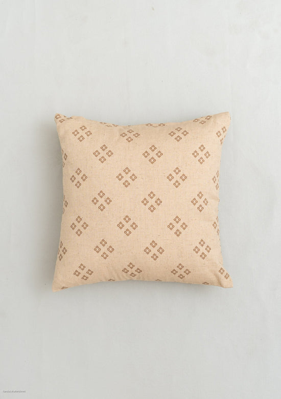 Harvest linen minimal print cushion cover for sofa - Brown-240455018