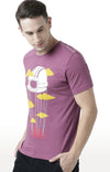 Huetrap Maroon Mens Short Sleeve Graphic Printed Tshirt-HT17MKGRAPLU01090