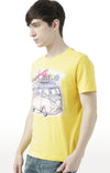 Huetrap Yellow Mens Short Sleeve Graphic Printed Tshirt-HT17MKGRAYLW00576