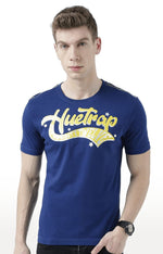 Huetrap Blue Mens Short Sleeve Graphic Printed Tshirt-HT17MKGRALNY01126