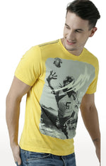 Huetrap Yellow Mens Short Sleeve Graphic Printed Tshirt-HT17MKGRAYLW00817