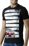 Huetrap Black Mens Short Sleeve Graphic Printed Tshirt-HT13MKGRABLK00315