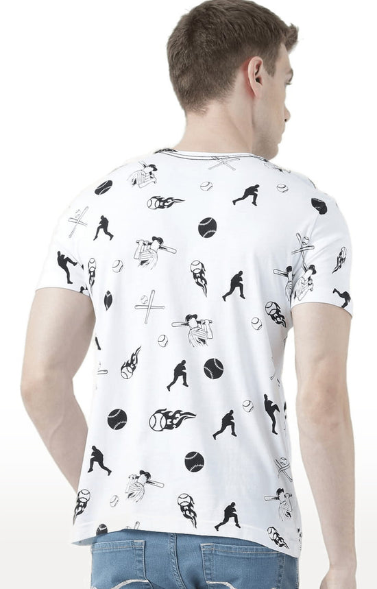 Huetrap White Mens Short Sleeve Graphic Printed Tshirt-HT17MKGRAWHT00762