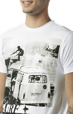 Huetrap White Mens Short Sleeve Graphic Printed Tshirt-HT13MKGRAWHT00052