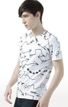 Huetrap White Mens Short Sleeve Graphic Printed Tshirt-HT17MKGRAWHT00806