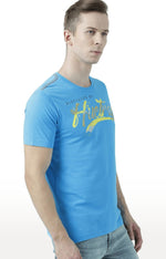 Huetrap Blue Mens Short Sleeve Graphic Printed Tshirt-HT17MKGRATQB01099