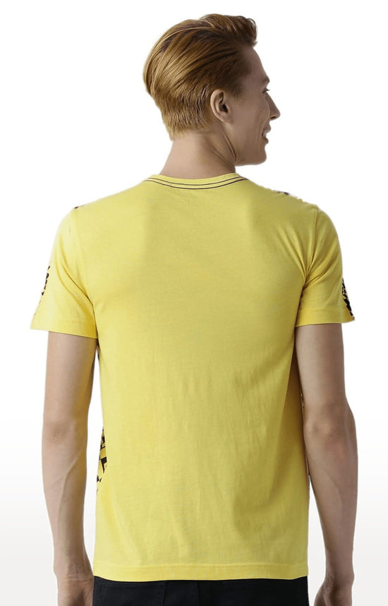 Huetrap Yellow Mens Short Sleeve Graphic Printed Tshirt-HT16MKGRAYLW00296