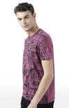 Huetrap Maroon Mens Short Sleeve Graphic Printed Tshirt-HT17MKGRAPLU00538