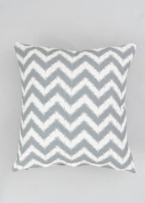 Ikat Chevron 100% cotton geometric cushion cover for sofa - Grey-230454046