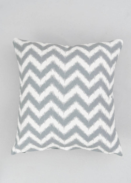 Ikat Chevron 100% cotton geometric cushion cover for sofa - Grey-230454046