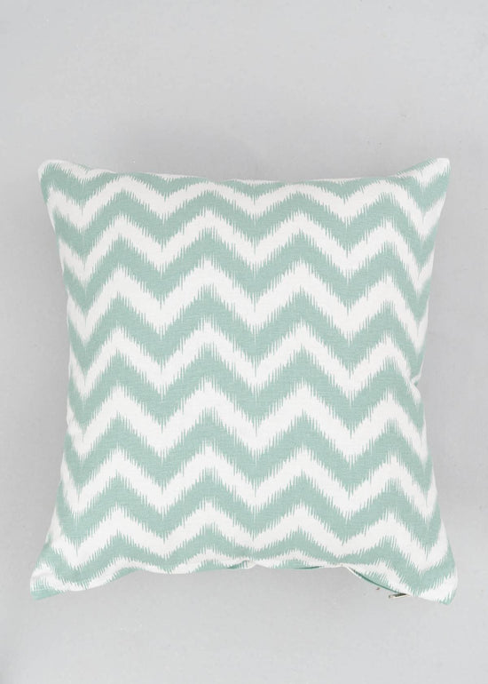 Ikat Chevron 100% cotton geometric cushion cover for sofa - Nile Blue-230455047