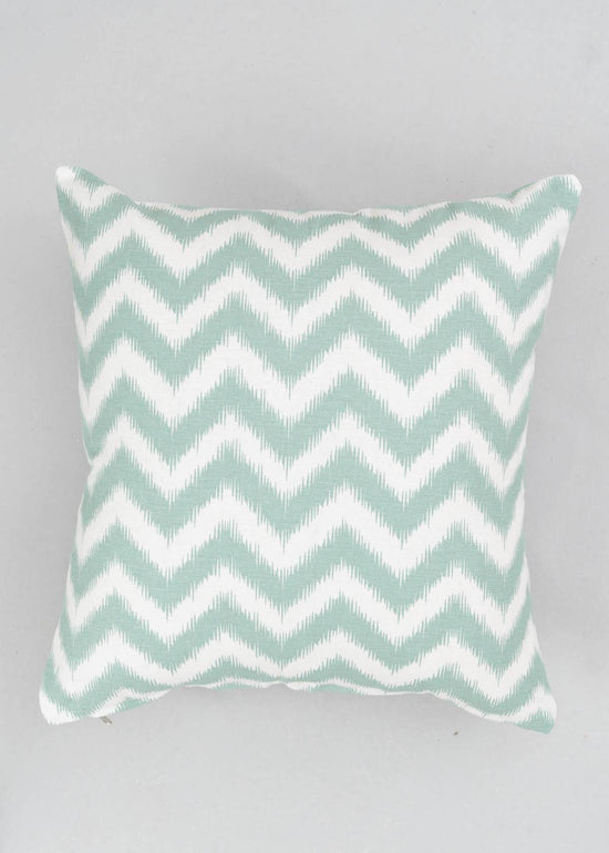 Ikat Chevron 100% cotton geometric cushion cover for sofa - Nile Blue-230454047