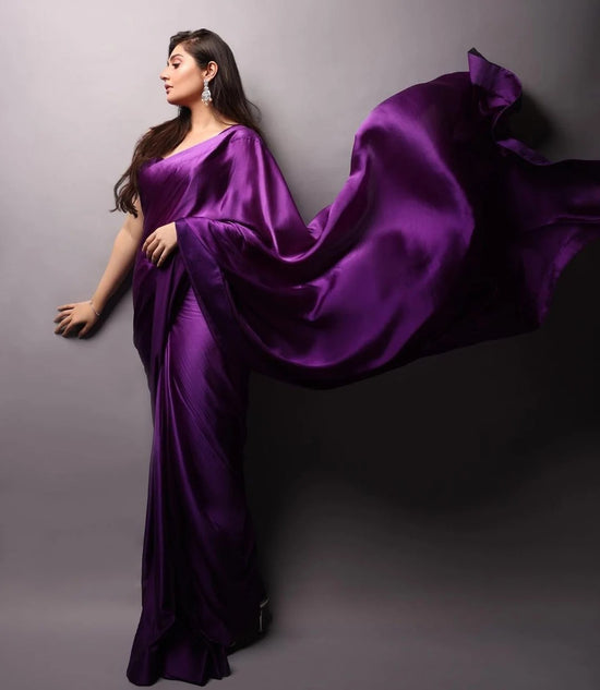 Avanshee Women's Latest Solid Silk Blend Saree With Unstiched Blouse-AVN-1700-PURPLE