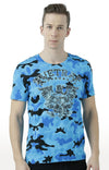 Huetrap Blue Mens Short Sleeve Graphic Printed Tshirt-HT17MKGRATQB00917