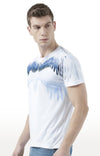 Huetrap White Mens Short Sleeve Graphic Printed Tshirt-HT17MKGRAWHT00861