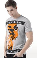 Huetrap Grey Mens Short Sleeve Graphic Printed Tshirt-HT17MKGRAGML01042