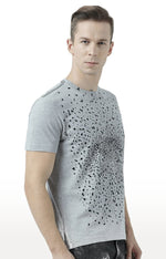 Huetrap Grey Mens Short Sleeve Graphic Printed Tshirt-HT17MKGRAGML00746