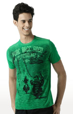 Huetrap Green Mens Short Sleeve Graphic Printed Tshirt-HT16MKGRAGRE00446