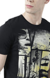 Huetrap Black Mens Short Sleeve Graphic Printed Tshirt-HT17MKGRABLK00682