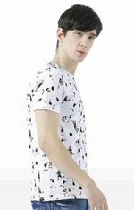 Huetrap White Mens Short Sleeve Graphic Printed Tshirt-HT17MKGRAWHT00770