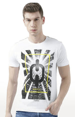 Huetrap White Mens Short Sleeve Graphic Printed Tshirt-HT17MKGRAWHT00548