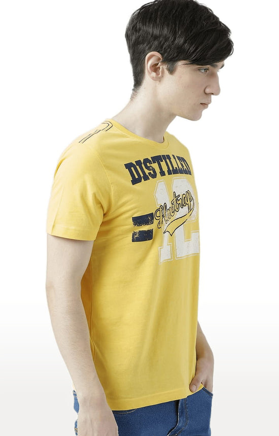 Huetrap Yellow Mens Short Sleeve Graphic Printed Tshirt-HT17MKGRAYLW01093