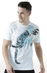 Huetrap White Mens Short Sleeve Graphic Printed Tshirt-HT17MKGRAWHT01082