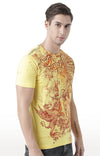 Huetrap Yellow Mens Short Sleeve Graphic Printed Tshirt-HT17MKGRAYLW01065