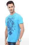 Huetrap Blue Mens Short Sleeve Graphic Printed Tshirt-HT15MKGRATQB00081