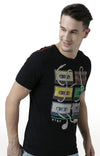 Huetrap Black Mens Short Sleeve Graphic Printed Tshirt-HT17MKGRABLK00713