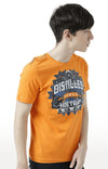 Huetrap Orange Mens Short Sleeve Graphic Printed Tshirt-HT17MKGRABZO01104