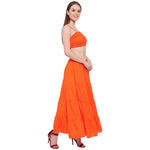 Aawari Rayon Skrit Top Set For Girls and Women Orange-AM082-Orange