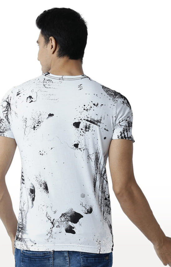 Huetrap White Mens Short Sleeve Graphic Printed Tshirt-HT15MKGRAWHT00051