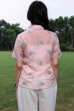 Umbrella embroidered organza shirt with camisole-SISH0061324