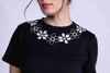 Black Regular Top with Lace Applique-SITS0040324