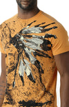 Huetrap Orange Mens Short Sleeve Graphic Printed Tshirt-HT17MKGRABZO00317