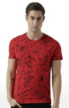 Huetrap Red Mens Short Sleeve Graphic Printed Tshirt-HT17MKGRARED00542