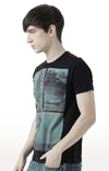 Huetrap Black Mens Short Sleeve Graphic Printed Tshirt-HT17MKGRABLK00511