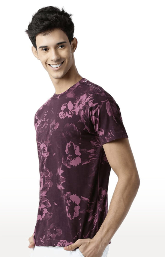 Huetrap Maroon Mens Short Sleeve Graphic Printed Tshirt-HT15MKGRAPLU00130