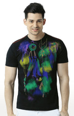 Huetrap Black Mens Short Sleeve Graphic Printed Tshirt-HT15MKGRABLK00142