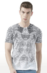 Huetrap White Mens Short Sleeve Graphic Printed Tshirt-HT17MKGRAWHT00718