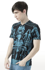 Huetrap Black Mens Short Sleeve Graphic Printed Tshirt-HT17MKGRABLK01024