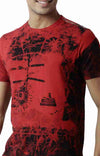 Huetrap Red Mens Short Sleeve Graphic Printed Tshirt-HT12MKGRARED00114