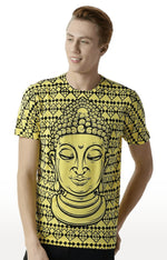 Huetrap Yellow Mens Short Sleeve Graphic Printed Tshirt-HT16MKGRAYLW00296